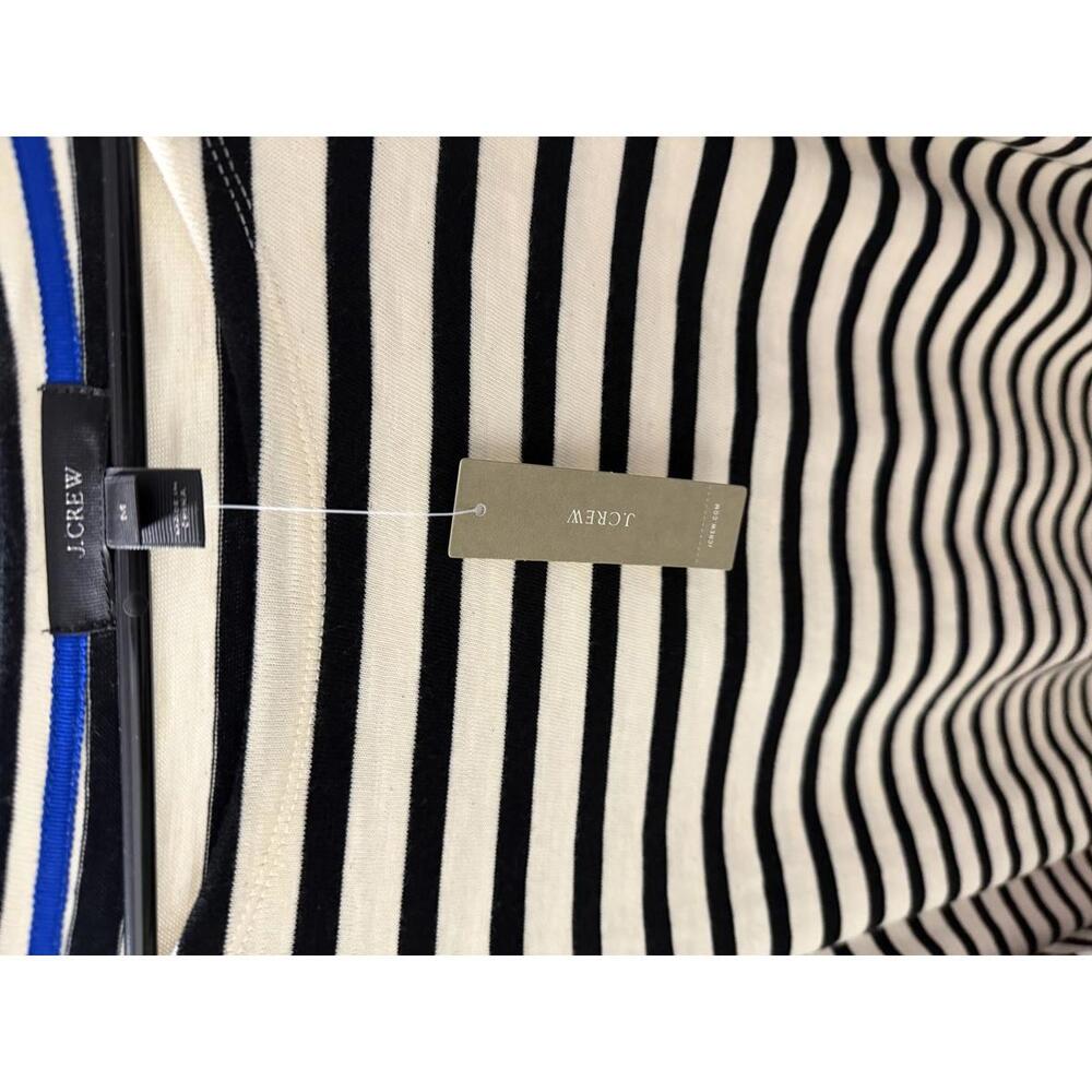 J.‎ Crew 100% Cotton striped dress black/ white/ cobalt - Picture 7 of 9